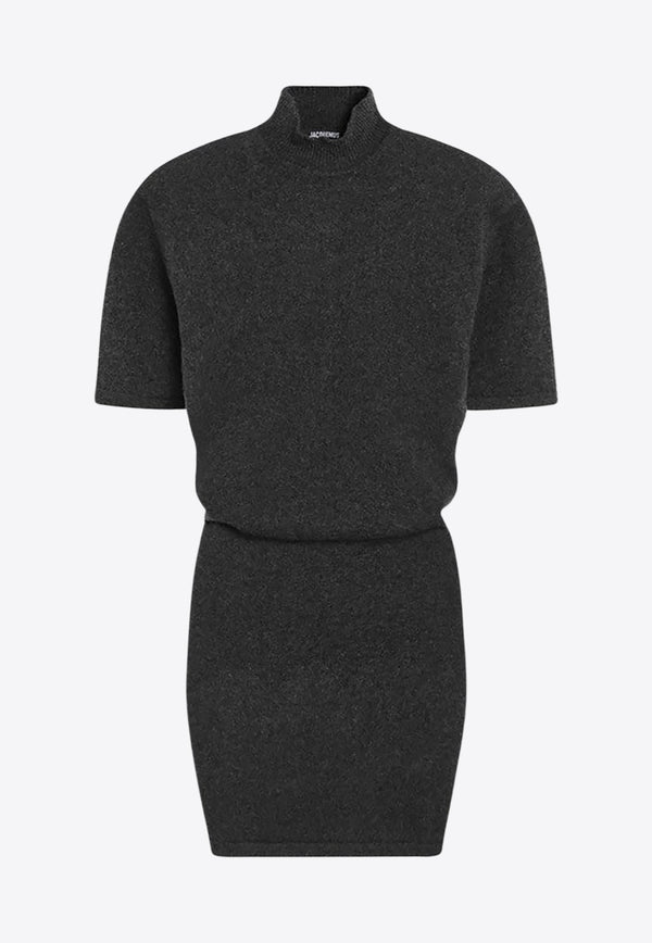 Jacquemus High-Neck Wool Blend Mini Dress Gray 25HDRW00713AK00282/R_JACQM-970