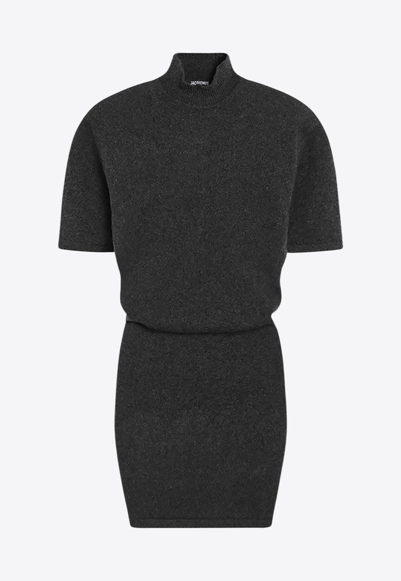 Jacquemus High-Neck Wool Blend Mini Dress Gray 25HDRW00713AK00282/R_JACQM-970