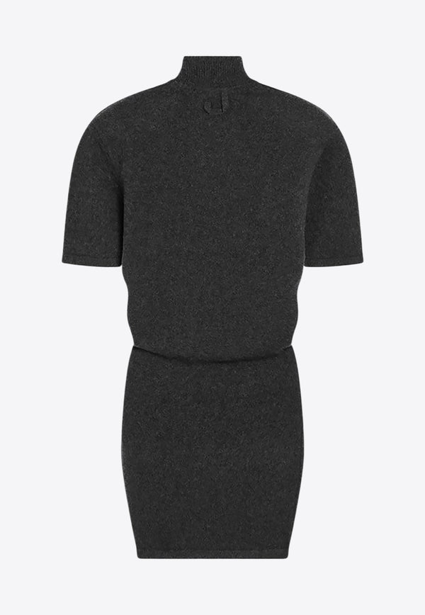 Jacquemus High-Neck Wool Blend Mini Dress Gray 25HDRW00713AK00282/R_JACQM-970