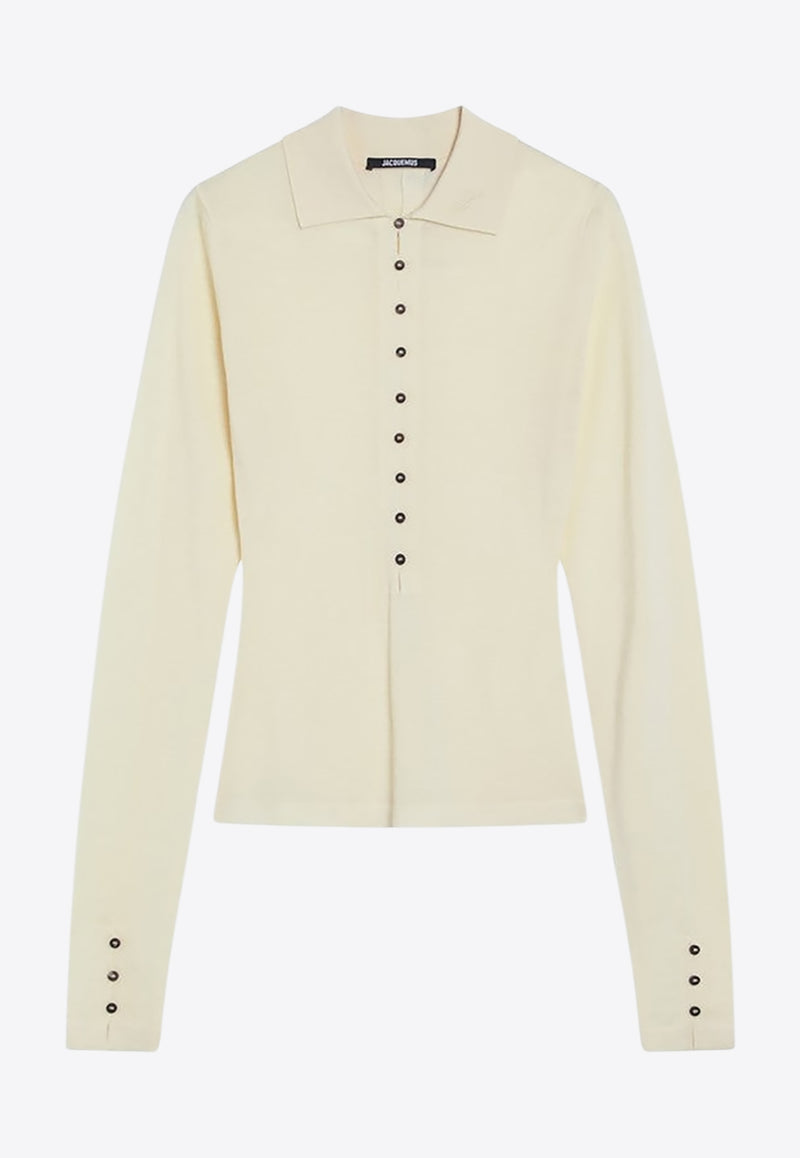 Jacquemus Ribbed Knit Polo Sweater Butter 25HPOW00806AK00145/R_JACQM-205