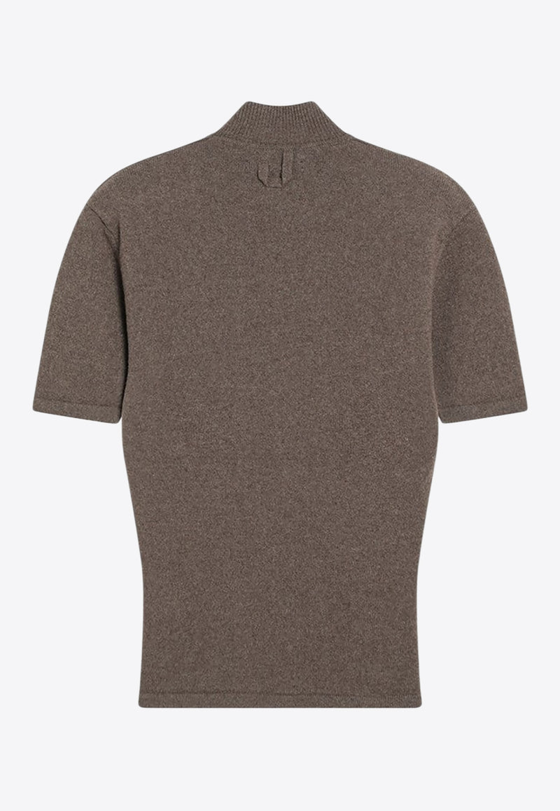 Jacquemus High-Neck Ribbed Top Brown 25HSWW00629AK00282/R_JACQM-850