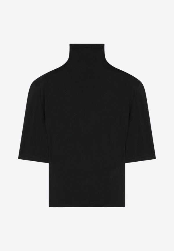 Jacquemus High-Neck Cropped Top with Padded-Shoulders Black 25HTSW00530AJ00234_JACQM-990