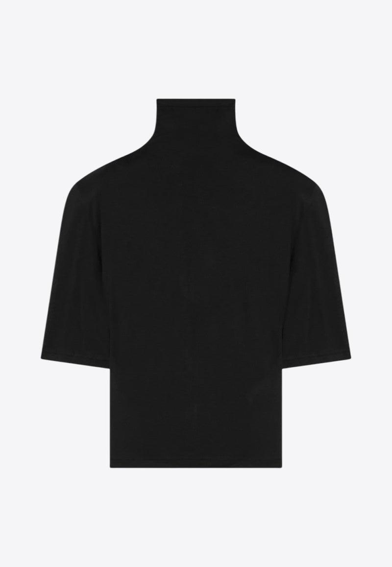 Jacquemus High-Neck Cropped Top with Padded-Shoulders Black 25HTSW00530AJ00234_JACQM-990