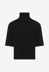Jacquemus High-Neck Cropped Top with Padded-Shoulders Black 25HTSW00530AJ00234_JACQM-990