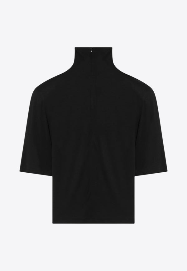 Jacquemus High-Neck Cropped Top with Padded-Shoulders Black 25HTSW00530AJ00234_JACQM-990