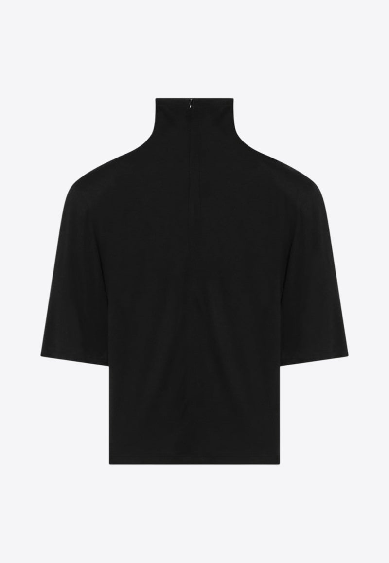 Jacquemus High-Neck Cropped Top with Padded-Shoulders Black 25HTSW00530AJ00234_JACQM-990