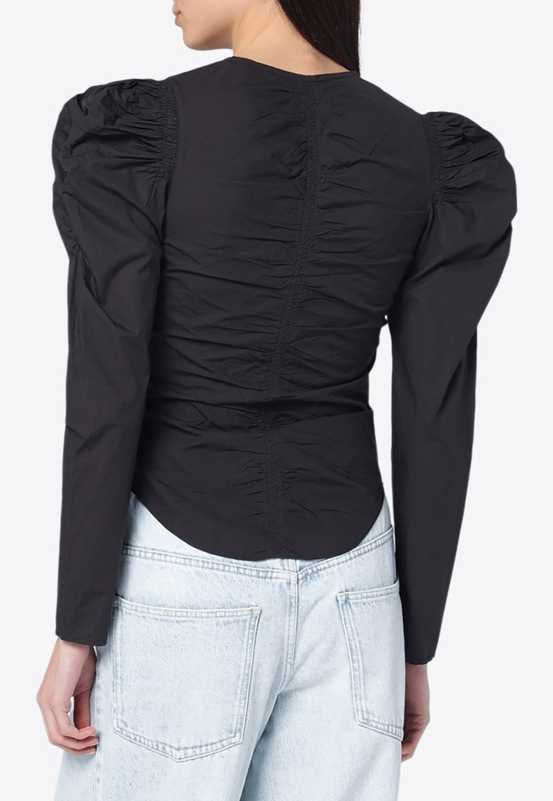 Isabel Marant Etoile Benatea Gathered Zip-Up Top Black 25PHT0573FAC1J06E/Q_ISAET-01BK