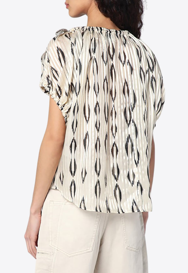 Isabel Marant Silk Printed Blouse White 25PHT0607FAC1J16I/Q_ISAMA-ECBK