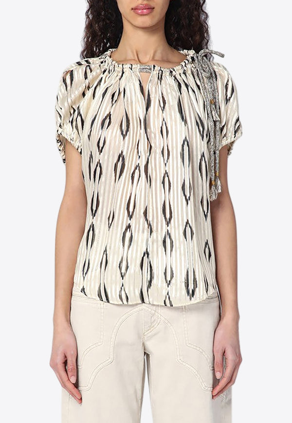 Isabel Marant Silk Printed Blouse White 25PHT0607FAC1J16I/Q_ISAMA-ECBK