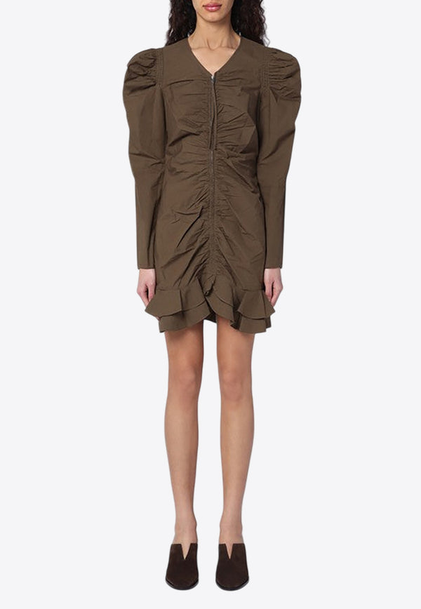 Isabel Marant Etoile Briali Zip-Up Mini Dress Green 25PRO0685FAC1J06E/Q_ISAET-67KI