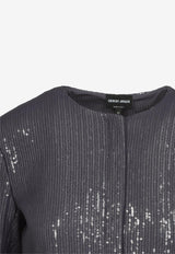 Sequin Embellished Crewneck Blazer