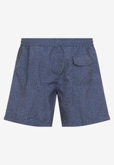 Micro Fish-Pattern Swim Shorts