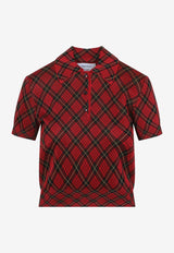 Check-Motif Cropped Polo T-shirt