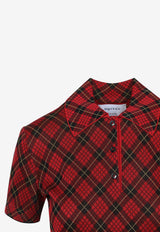 Check-Motif Cropped Polo T-shirt