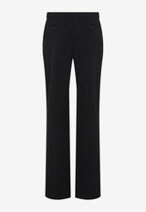 Pinstripe Wool Tailored Pants