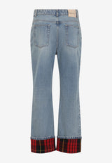 Washed Cropped Turn-Up Jeans