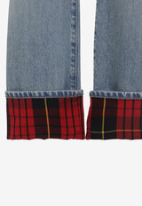 Washed Cropped Turn-Up Jeans