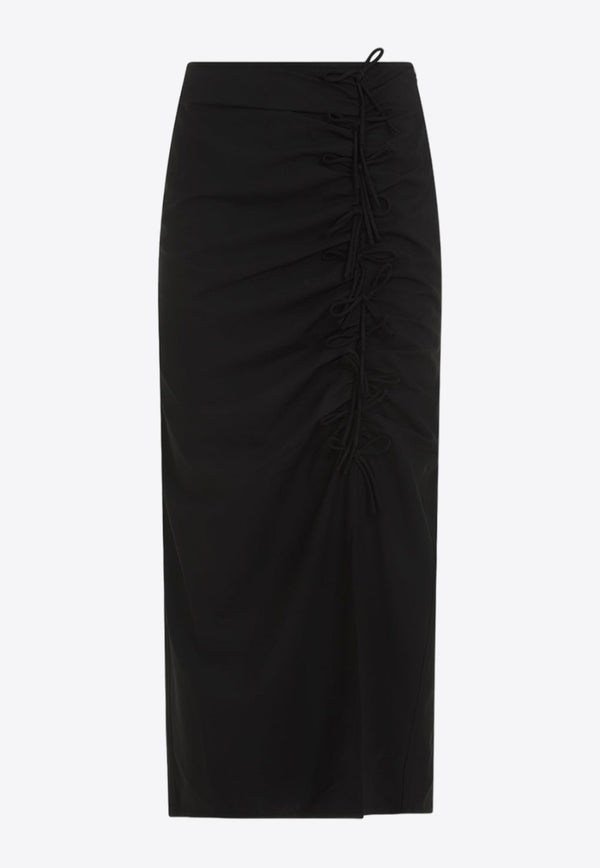 Draped Midi Skirt with Bow Detail