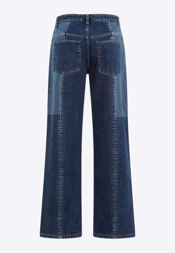 Straight-Leg Patchwork Jeans