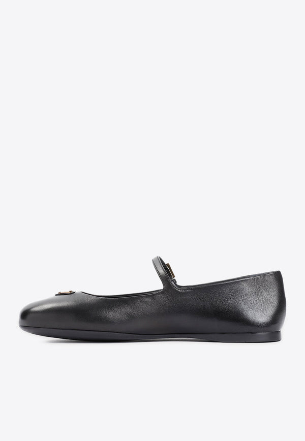 Logo Ballet Flats in Leather