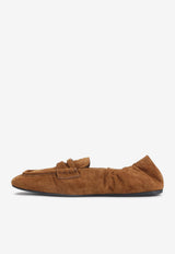 Logo Suede Penny Loafers