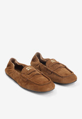 Logo Suede Penny Loafers