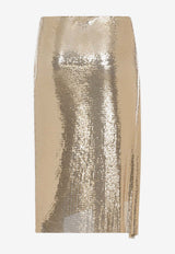 Sequin-Embellished Knee-Length Skirt