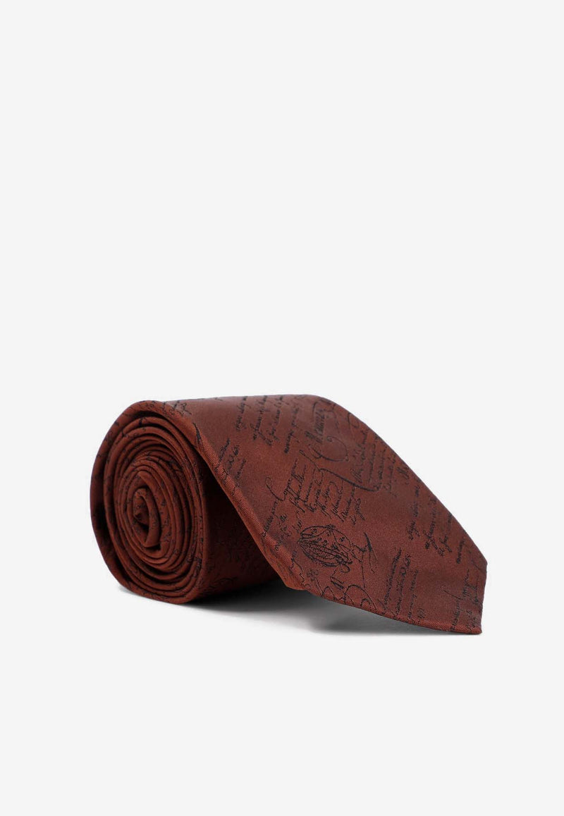 Berluti Scritto Jacquard Silk Tie Chestnut T27TJ01.004-S09 CHESTNUT BROWN