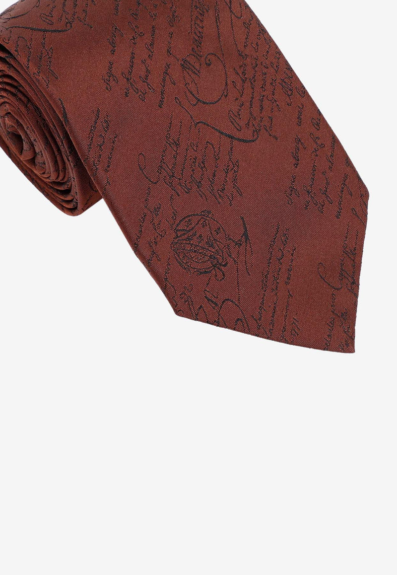 Berluti Scritto Jacquard Silk Tie Chestnut T27TJ01.004-S09 CHESTNUT BROWN