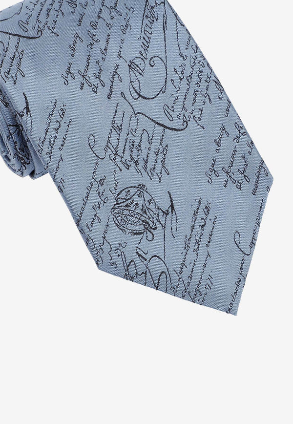 Berluti Scritto Jacquard Silk Tie Blue T27TJ01.006-32N TITANIUM BLUE