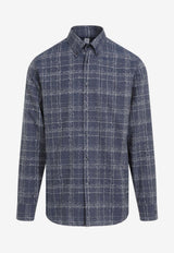 Berluti Scritto Alessandro Long-Sleeved Shirt Indigo R27HTL98.001-09C INDIGO SCRITTO CHECK