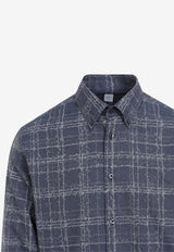 Berluti Scritto Alessandro Long-Sleeved Shirt Indigo R27HTL98.001-09C INDIGO SCRITTO CHECK