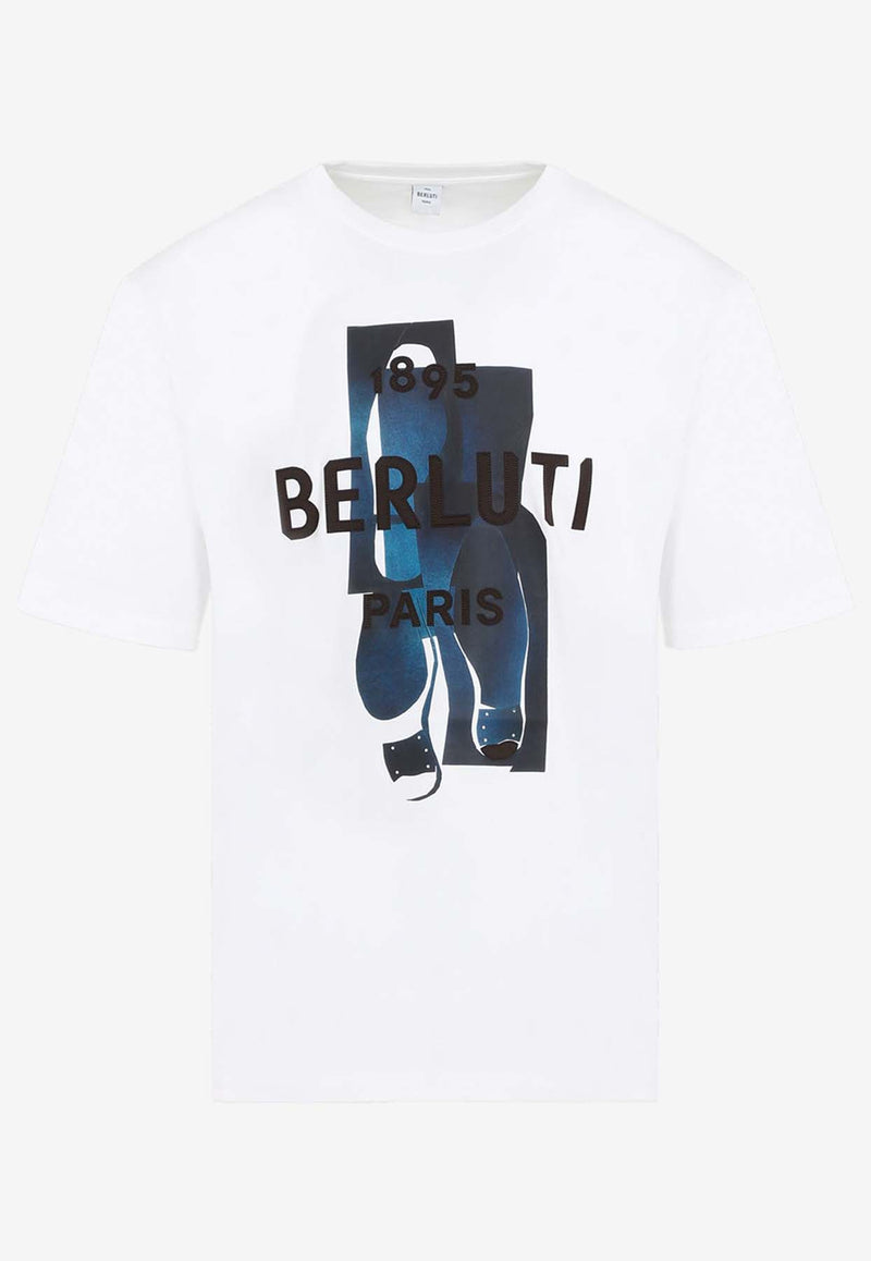 Berluti Artwork Logo Crewneck T-shirt White R27JRS131.001-29B OPTIC WHITE MARINE