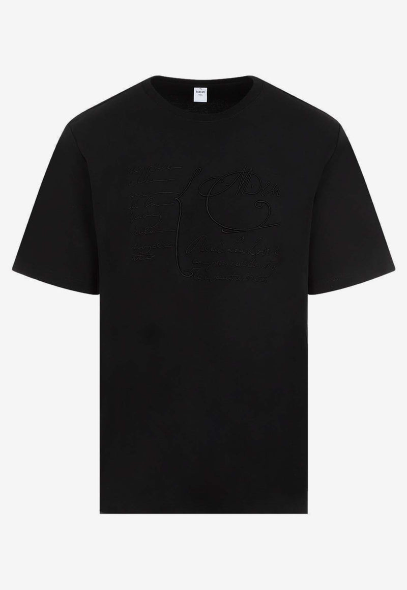 Berluti Scritto Embroidered T-shirt Black R27JRS135.002-900 NOIR