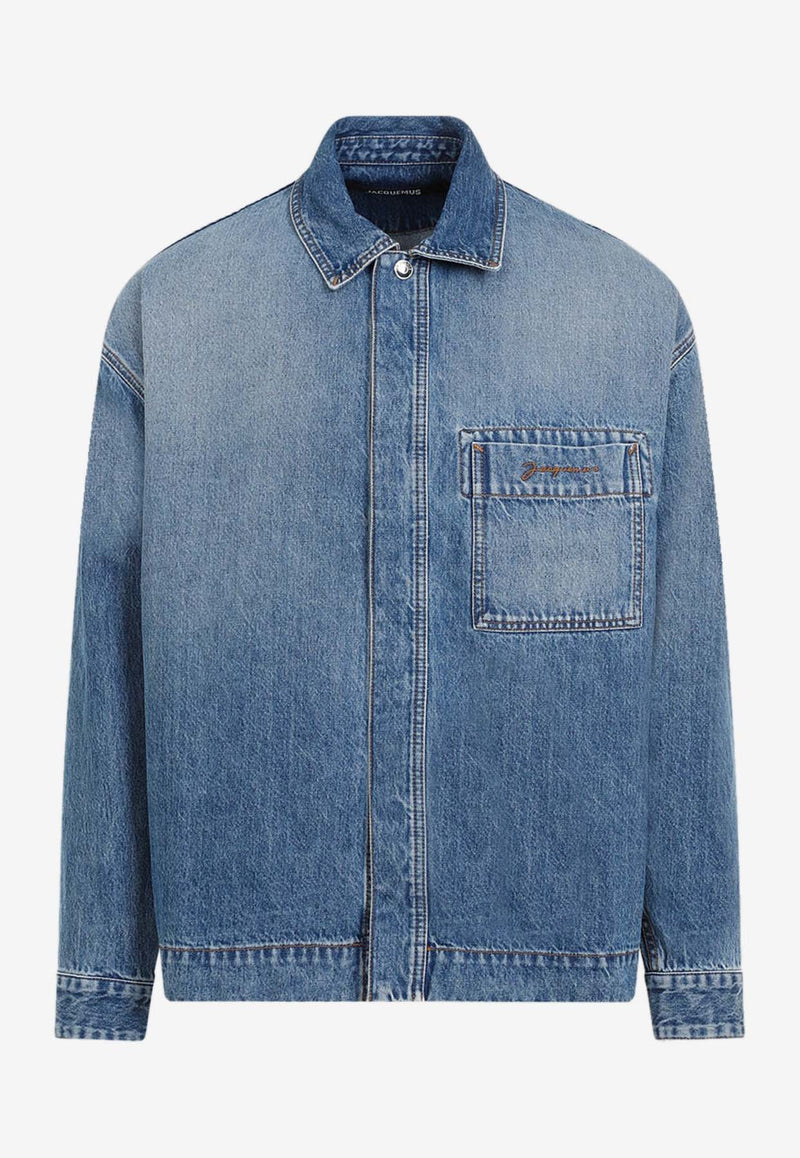 Logo Boxy Denim Shirt