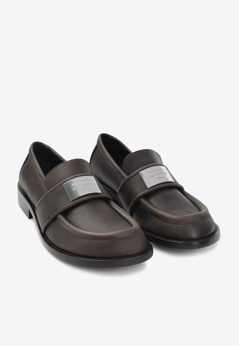 Logo Plaque Leather Loafers