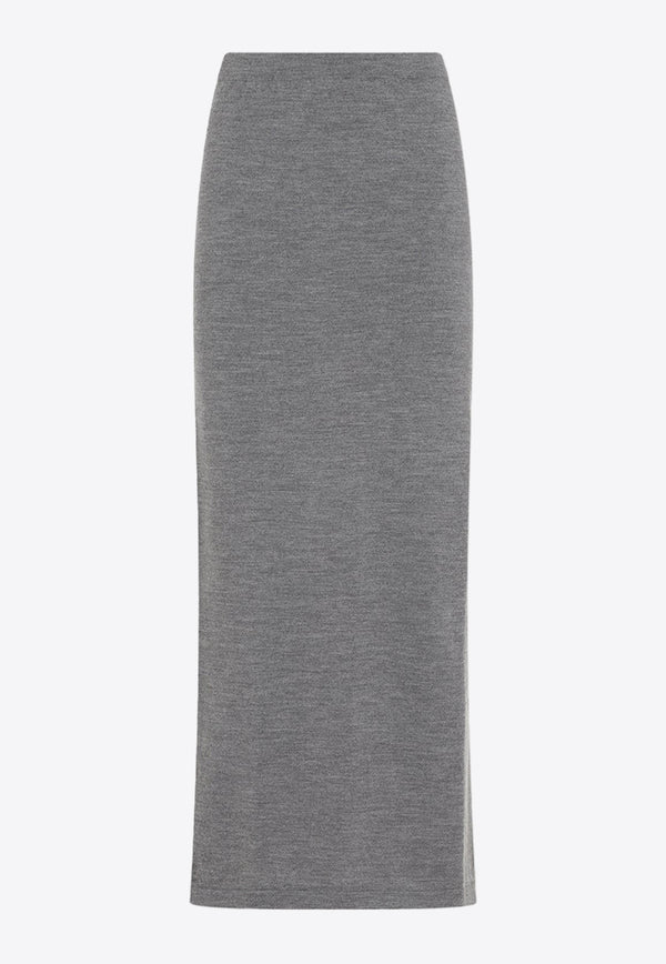 Bi-Color Knit Maxi Skirt in Wool