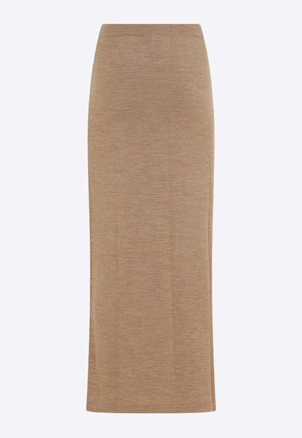 Bi-Color Knit Maxi Skirt in Wool