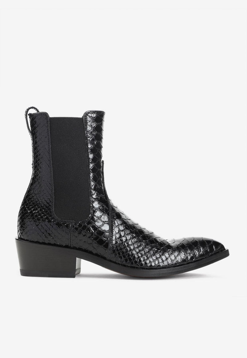 Embossed Leather Ankle Boots