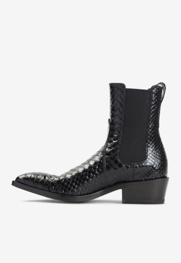 Embossed Leather Ankle Boots