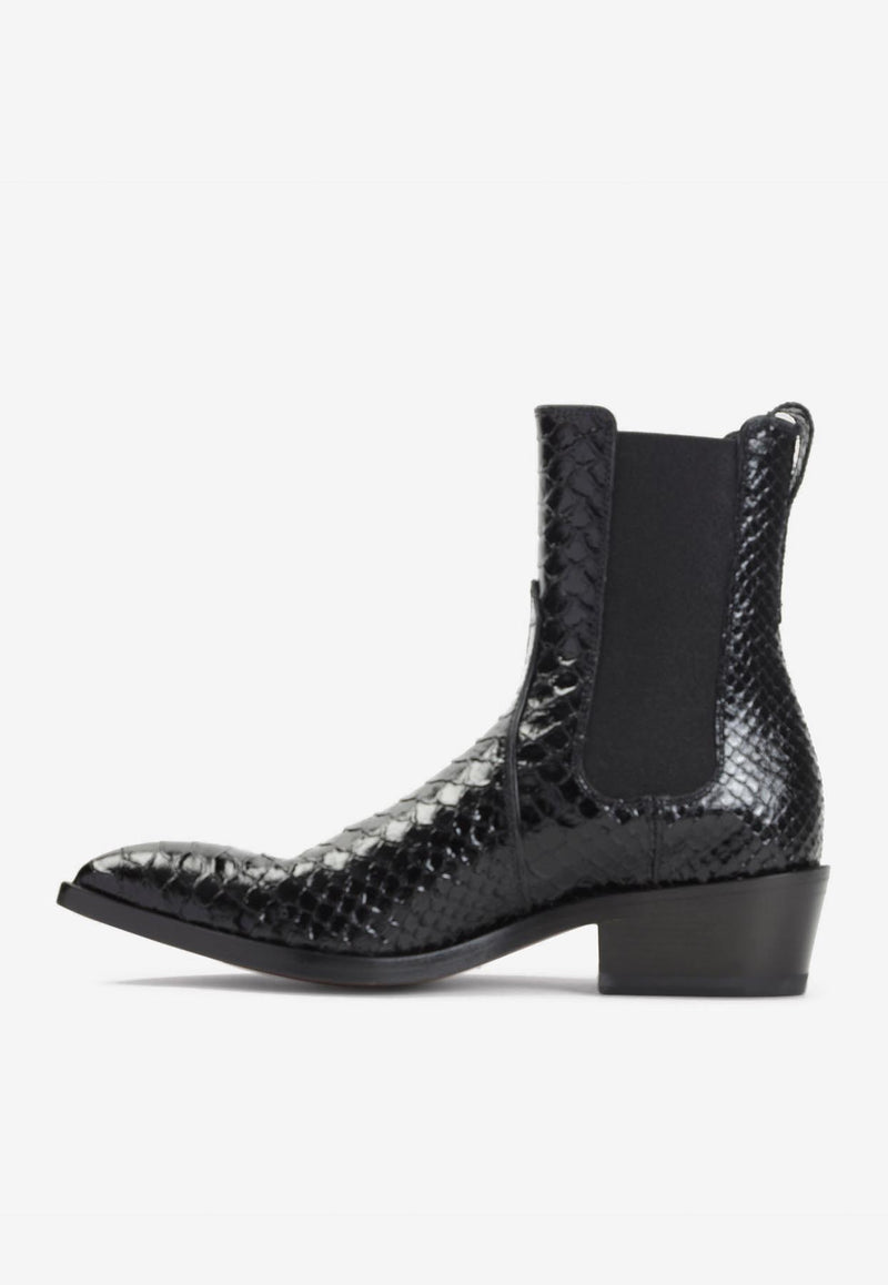 Embossed Leather Ankle Boots