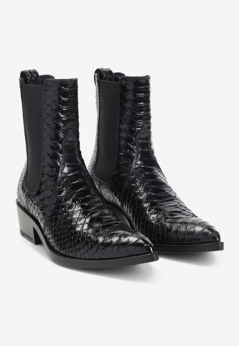 Embossed Leather Ankle Boots