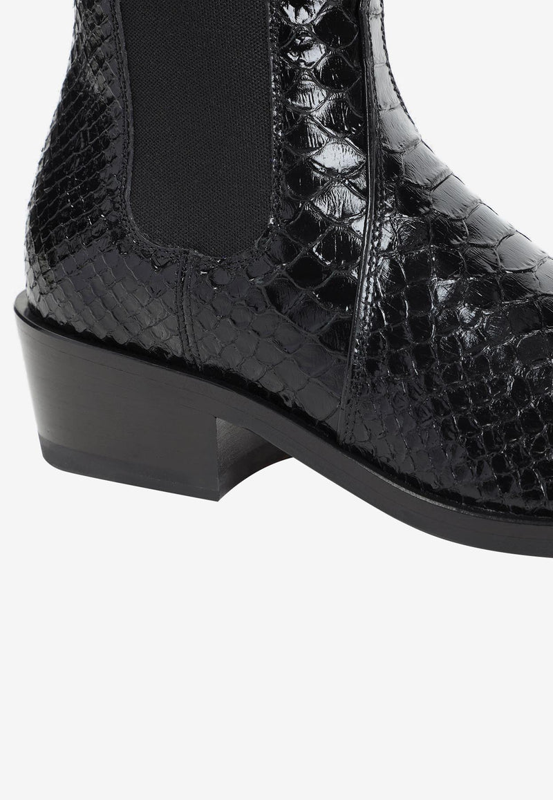 Embossed Leather Ankle Boots