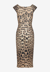 Leopard Print Bustier Midi Dress