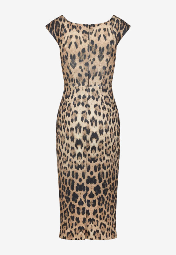 Leopard Print Bustier Midi Dress