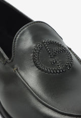 Weaved Logo Nappa Leather Loafers