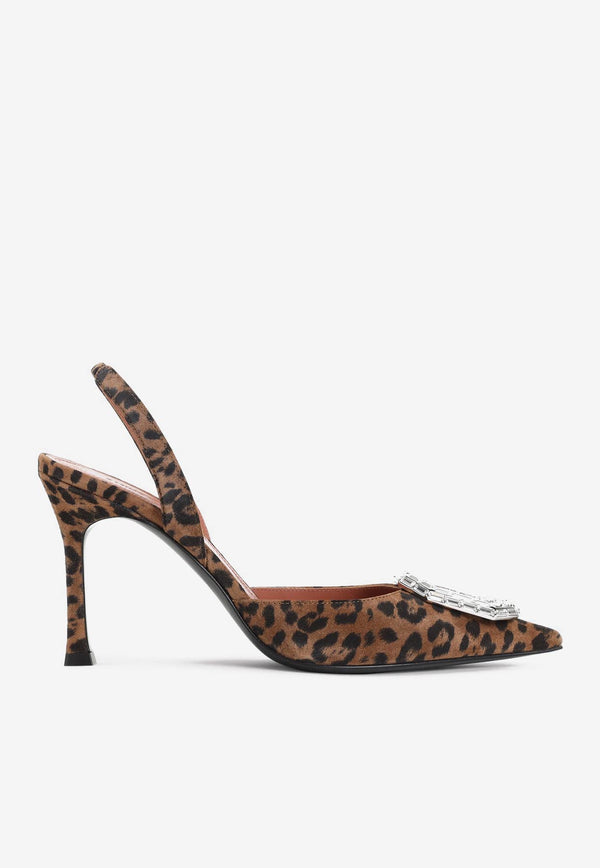 Camelia 90 Leopard Suede Slingback Pumps