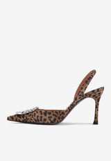 Camelia 90 Leopard Suede Slingback Pumps