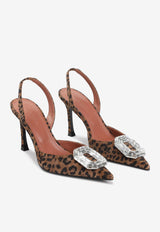 Camelia 90 Leopard Suede Slingback Pumps