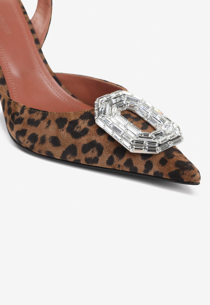 Camelia 90 Leopard Suede Slingback Pumps